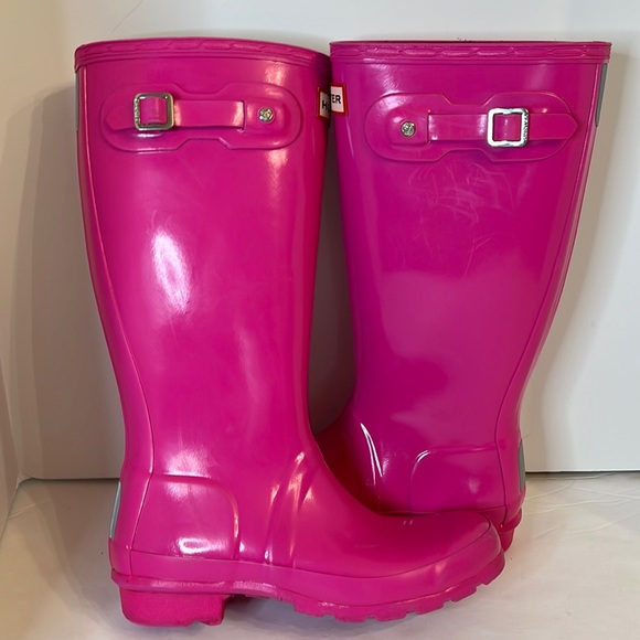 HUNTER  PINK TALL RAIN BOOTS SZ US 5 / 6 AN EU 35 / 36 - Picture 11 of 16